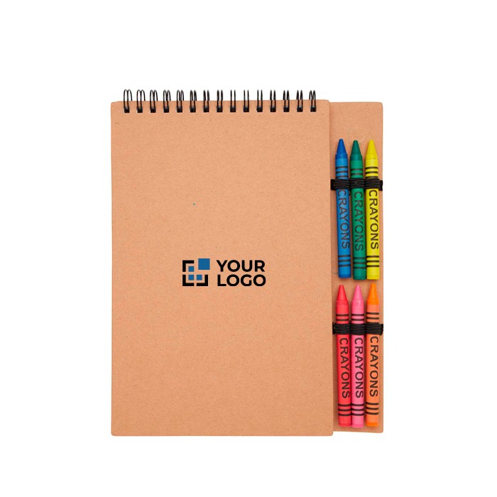 Cuaderno de espiral con tapa blanda y ceras incorporadas vista principal Cuaderno de espiral con tapa blanda y ceras incorporadas vista principal