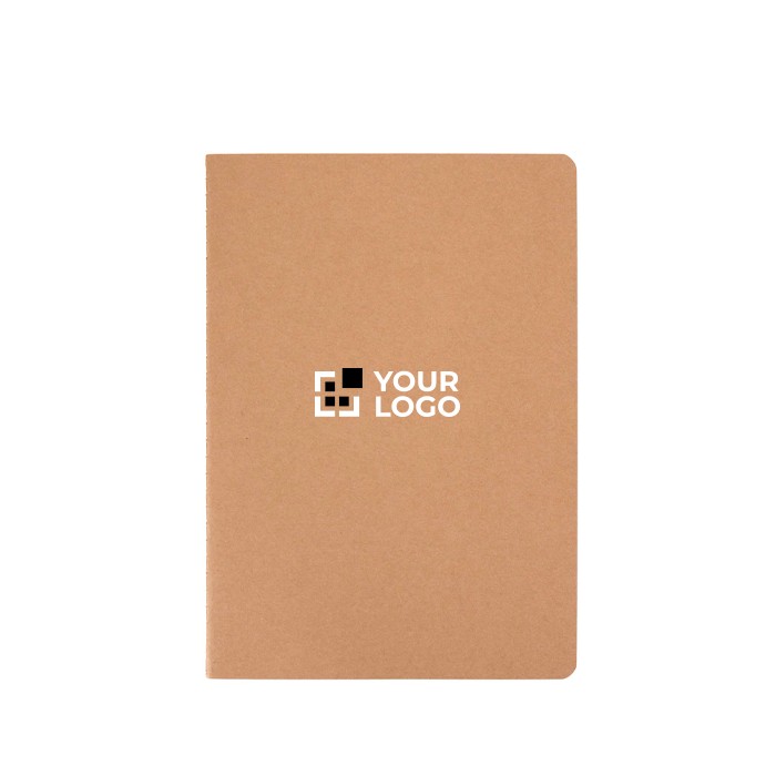 Libreta de papel kraft con lomo cosido visible A5 hojas a rayas vista principal