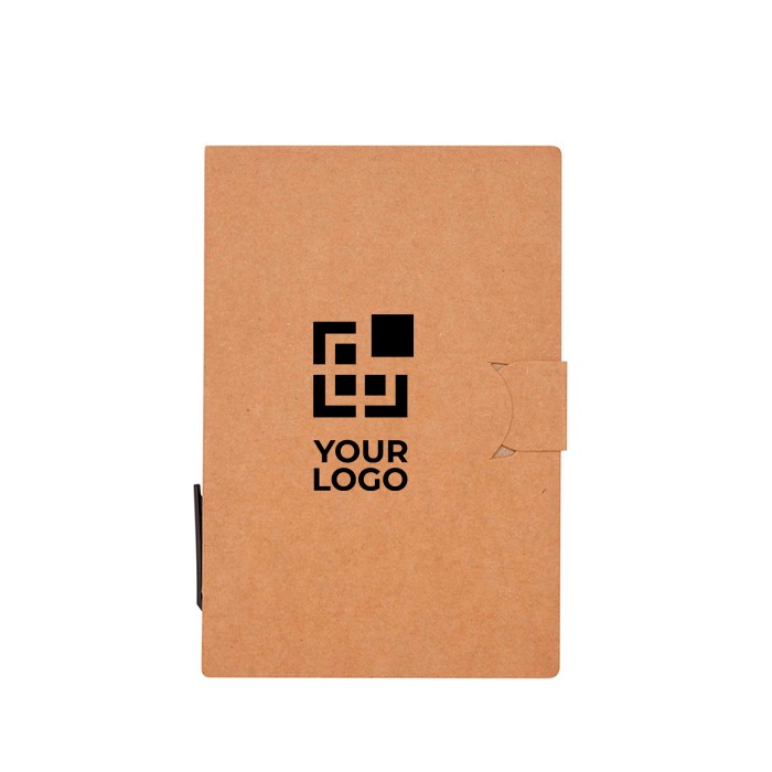 Libreta de notas adhesivas con bolígrafo con tinta negra vista principal