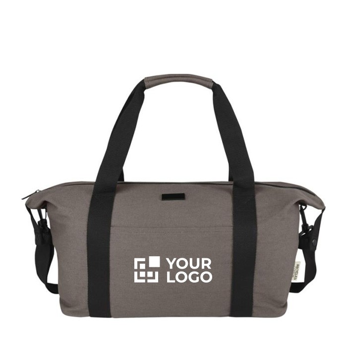 Bolsa de deporte de algodón reciclado con sujeción para trolley vista principal Bolsa de deporte de algodón reciclado con sujeción para trolley vista principal