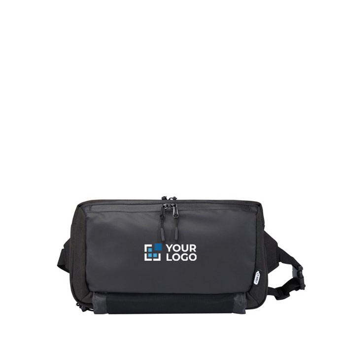 Bandolera de poliéster reciclado con compartimentos de malla vista principal