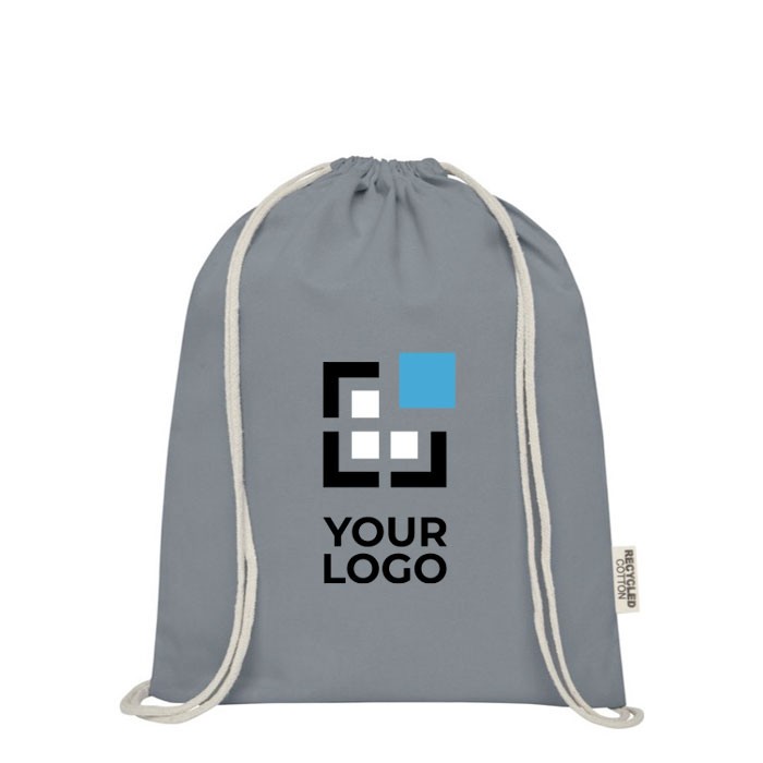 Bolsa de algodón reciclado resistente con cordones 140 g/m2 vista principal Bolsa de algodón reciclado resistente con cordones 140 g/m2 vista principal