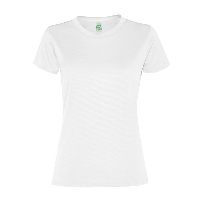 Camiseta deportiva de poliéster reciclado de mujer 100 g/m2 Roly color blanco