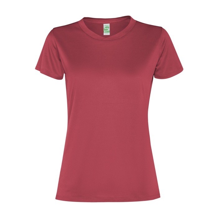 Camiseta deportiva de poliéster reciclado de mujer 100 g/m2 Roly color rojo desaturado