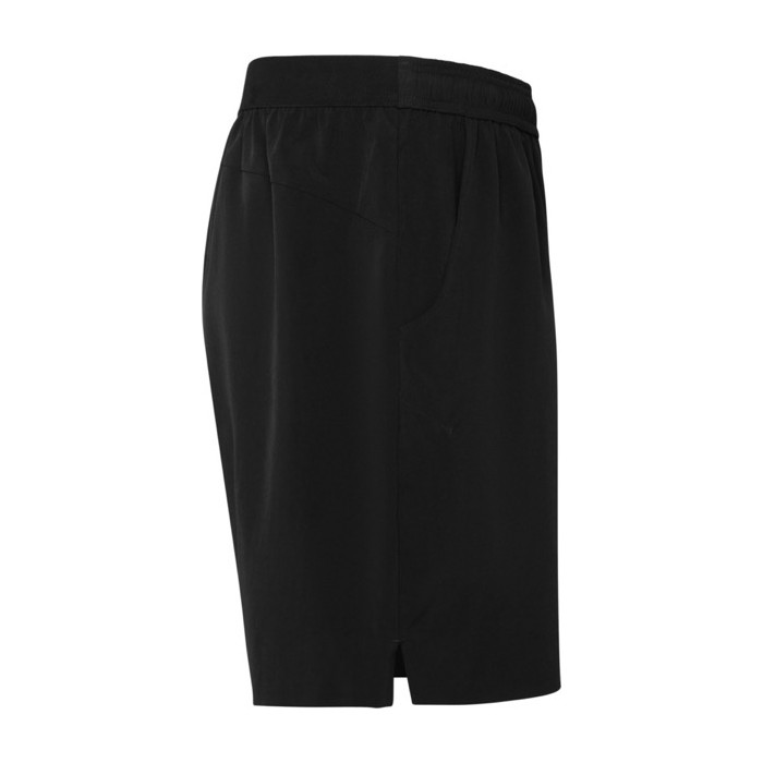 Pantalones de deporte cortos de poliéster reciclado unisex 100 g/m2 Roly color negro segunda vista lateral Pantalones de deporte cortos de poliéster reciclado unisex 100 g/m2 Roly color negro segunda vista lateral