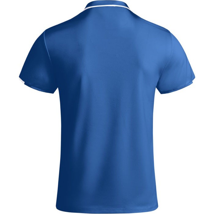 Polo de poliéster de manga corta para hombre bicolor 140 g/m2 Roly color azul real segunda vista trasera Polo de poliéster de manga corta para hombre bicolor 140 g/m2 Roly color azul real segunda vista trasera