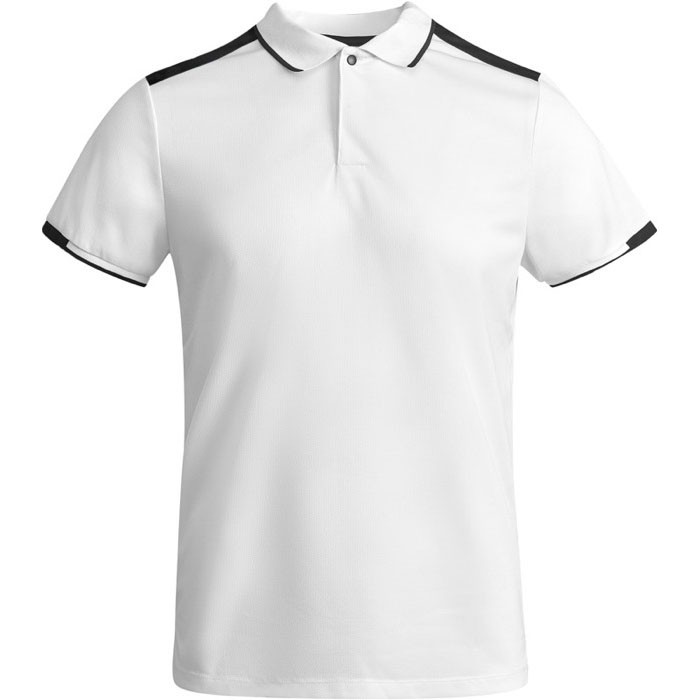 Polo de poliéster de manga corta para hombre bicolor 140 g/m2 Roly color blanco Polo de poliéster de manga corta para hombre bicolor 140 g/m2 Roly color blanco
