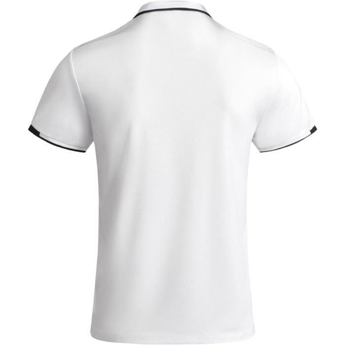 Polo de poliéster de manga corta para hombre bicolor 140 g/m2 Roly color blanco segunda vista trasera Polo de poliéster de manga corta para hombre bicolor 140 g/m2 Roly color blanco segunda vista trasera