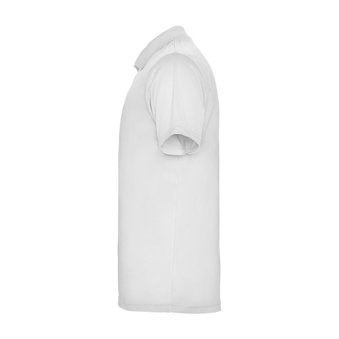 Polo técnico de poliéster en punto piqué para hombre 150 g/m2 Roly color blanco vista lateral