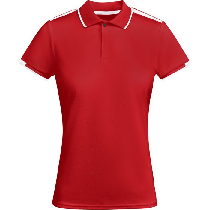 Polo de poliéster de manga corta para mujer bicolor 140 g/m2 Roly color rojo Polo de poliéster de manga corta para mujer bicolor 140 g/m2 Roly color rojo