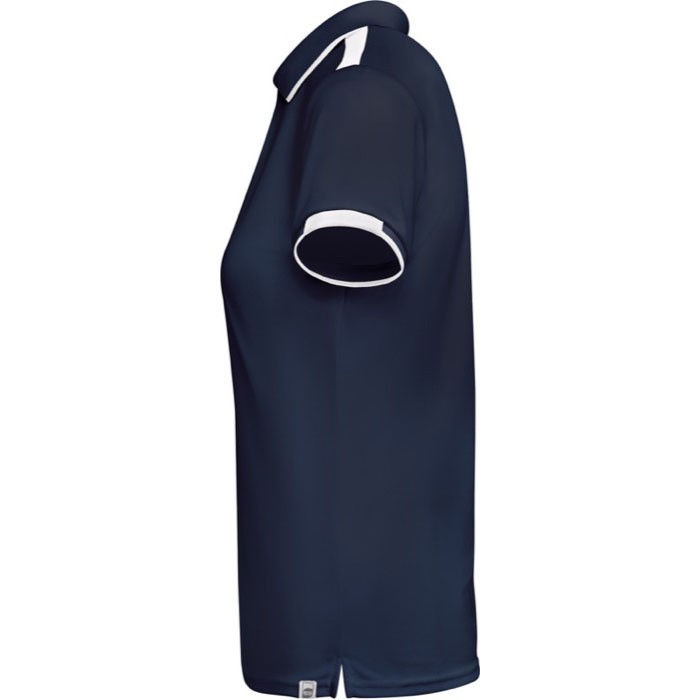 Polo de poliéster de manga corta para mujer bicolor 140 g/m2 Roly color azul marino vista lateral Polo de poliéster de manga corta para mujer bicolor 140 g/m2 Roly color azul marino vista lateral