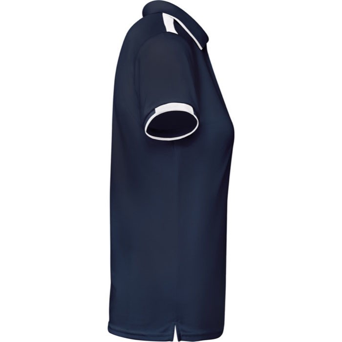 Polo de poliéster de manga corta para mujer bicolor 140 g/m2 Roly color azul marino segunda vista lateral Polo de poliéster de manga corta para mujer bicolor 140 g/m2 Roly color azul marino segunda vista lateral