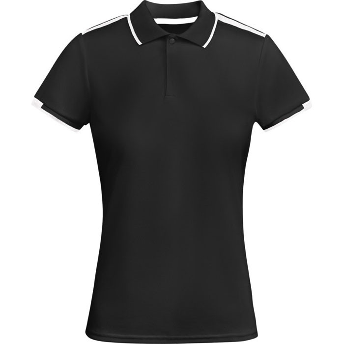 Polo de poliéster de manga corta para mujer bicolor 140 g/m2 Roly color negro Polo de poliéster de manga corta para mujer bicolor 140 g/m2 Roly color negro
