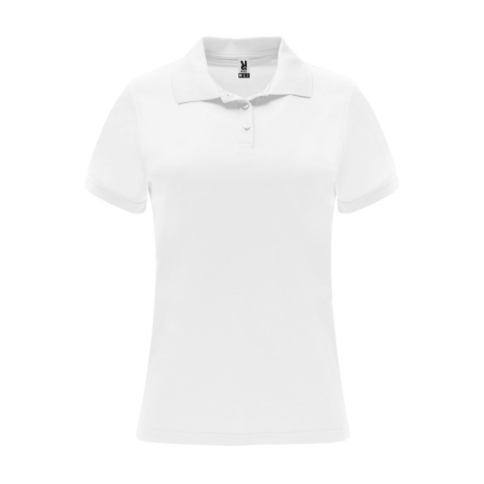 Polo técnico de punto piqué en poliéster 150 g/m2 para mujer Roly color blanco