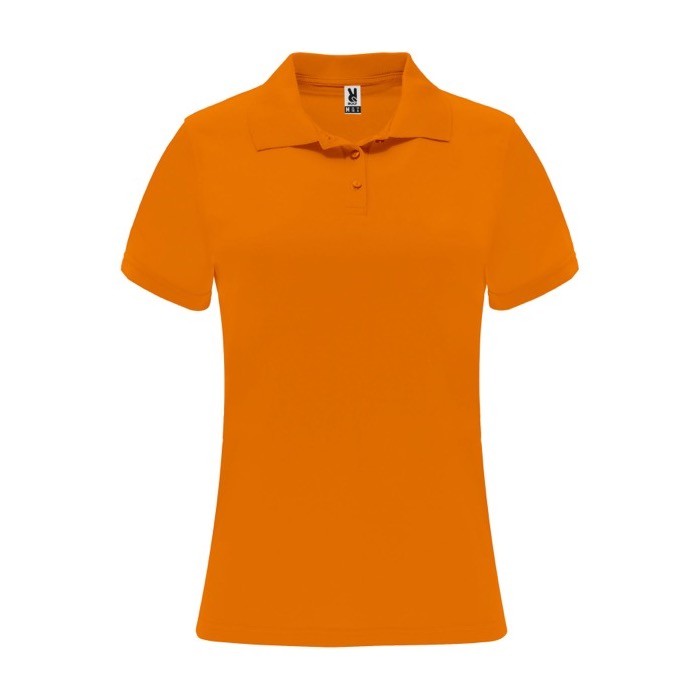 Polo técnico de punto piqué en poliéster 150 g/m2 para mujer Roly color naranja fluorescente
