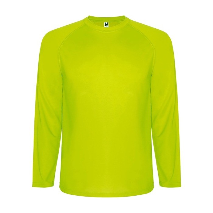 Camiseta deportiva manga larga de poliéster de hombre 150 g/m2 Roly color amarillo fluorescente