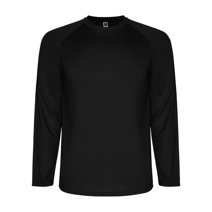 Camiseta deportiva manga larga de poliéster de hombre 150 g/m2 Roly color negro