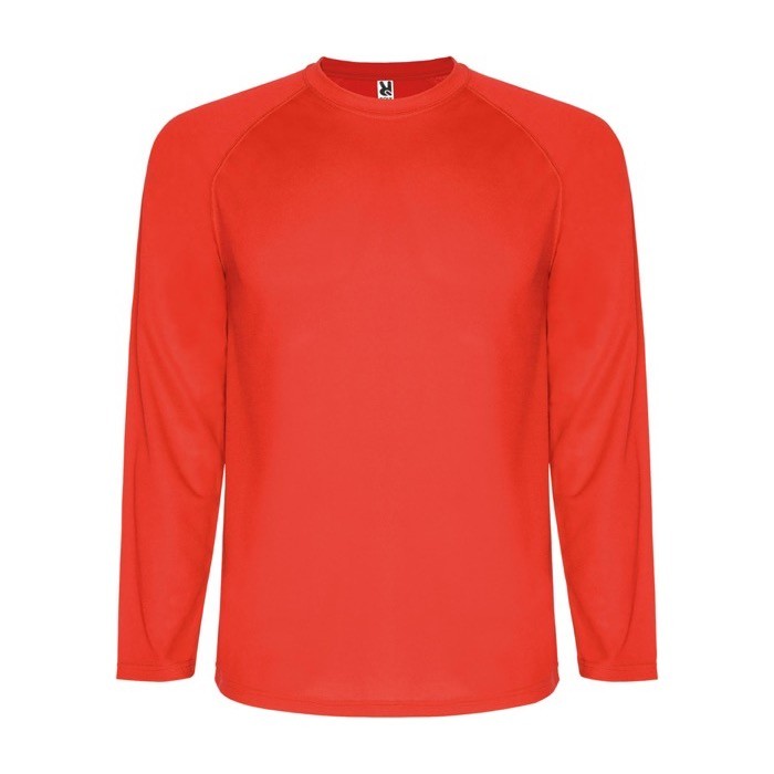 Camiseta deportiva manga larga de poliéster de hombre 150 g/m2 Roly color rojo