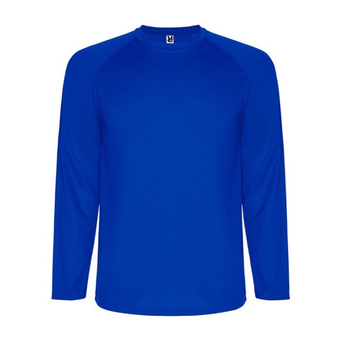 Camiseta deportiva manga larga de poliéster de hombre 150 g/m2 Roly color azul