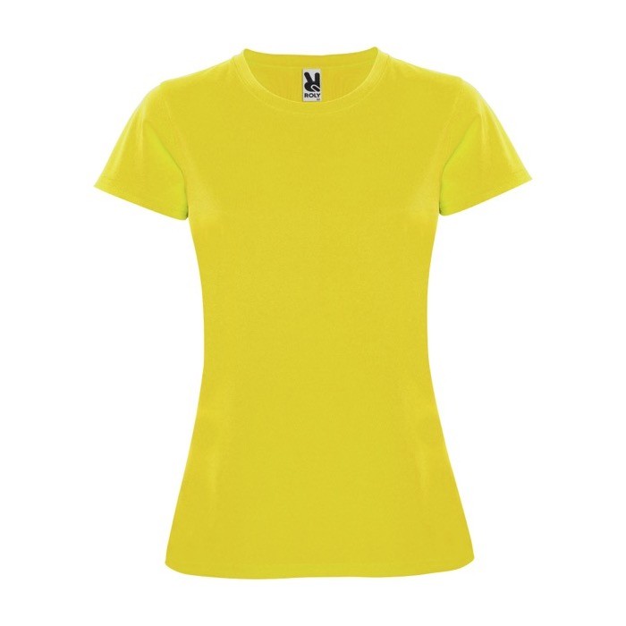 Camiseta técnica de punto piqué para mujer 150 g/m2 Roly color amarillo
