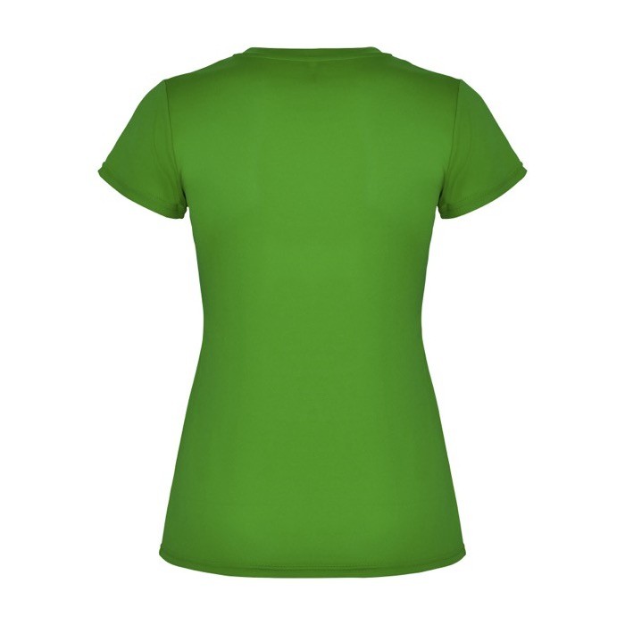 Camiseta técnica de punto piqué para mujer 150 g/m2 Roly color verde manzana segunda vista trasera