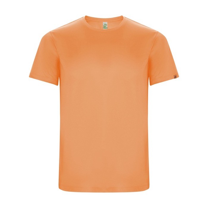 Camiseta técnica de 50% poliéster reciclado para hombre 135 g/m2 Roly color naranja fluorescente