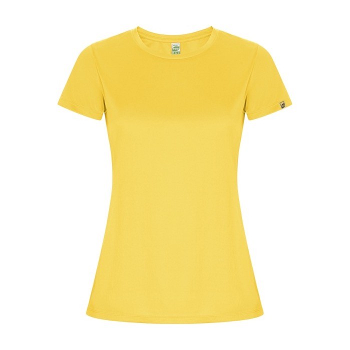 Camiseta técnica de 50% poliéster reciclado para mujer 135 g/m2 Roly color amarillo