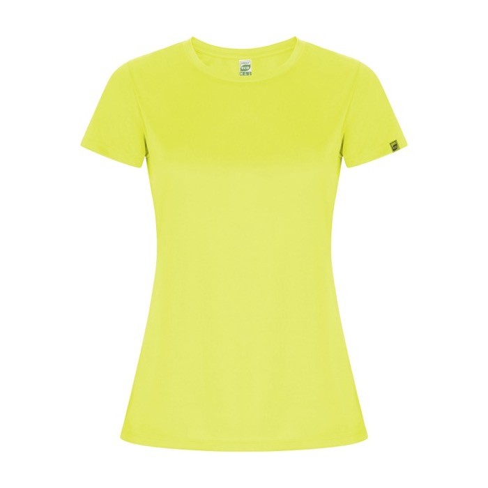 Camiseta técnica de 50% poliéster reciclado para mujer 135 g/m2 Roly color amarillo fluorescente