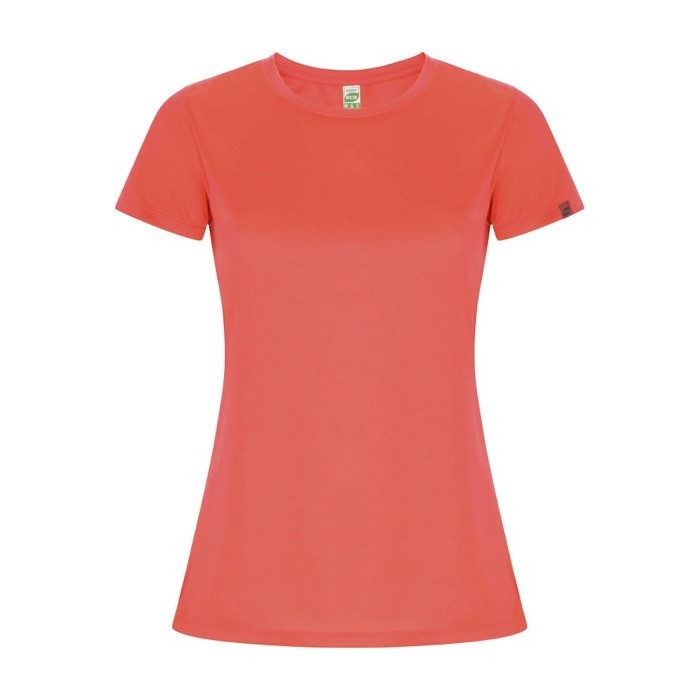 Camiseta técnica de 50% poliéster reciclado para mujer 135 g/m2 Roly color coral