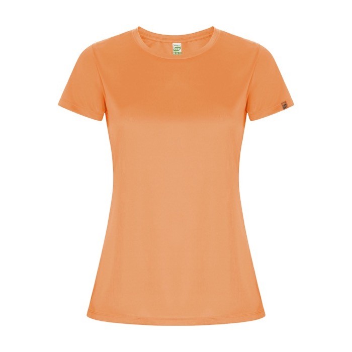 Camiseta técnica de 50% poliéster reciclado para mujer 135 g/m2 Roly color naranja fluorescente