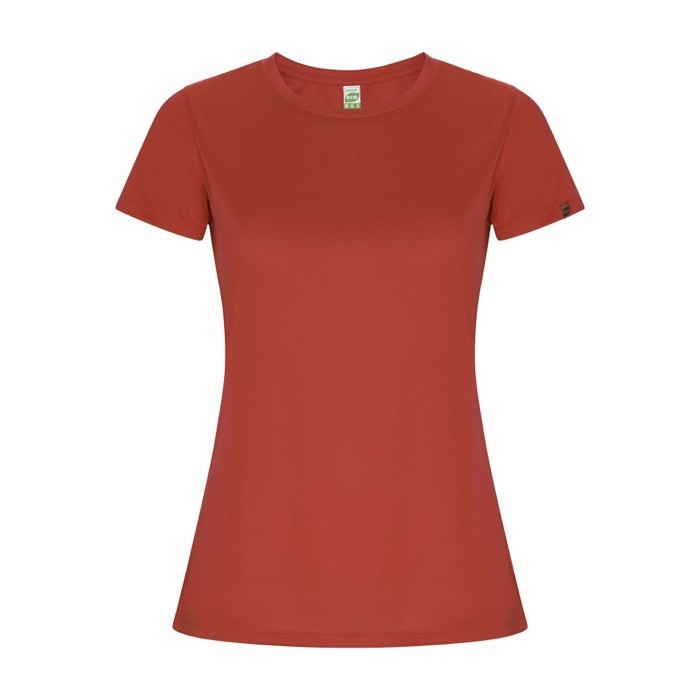 Camiseta técnica de 50% poliéster reciclado para mujer 135 g/m2 Roly color rojo