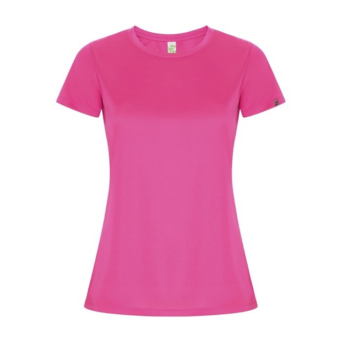 Camiseta técnica de 50% poliéster reciclado para mujer 135 g/m2 Roly color fucsia fluorescente
