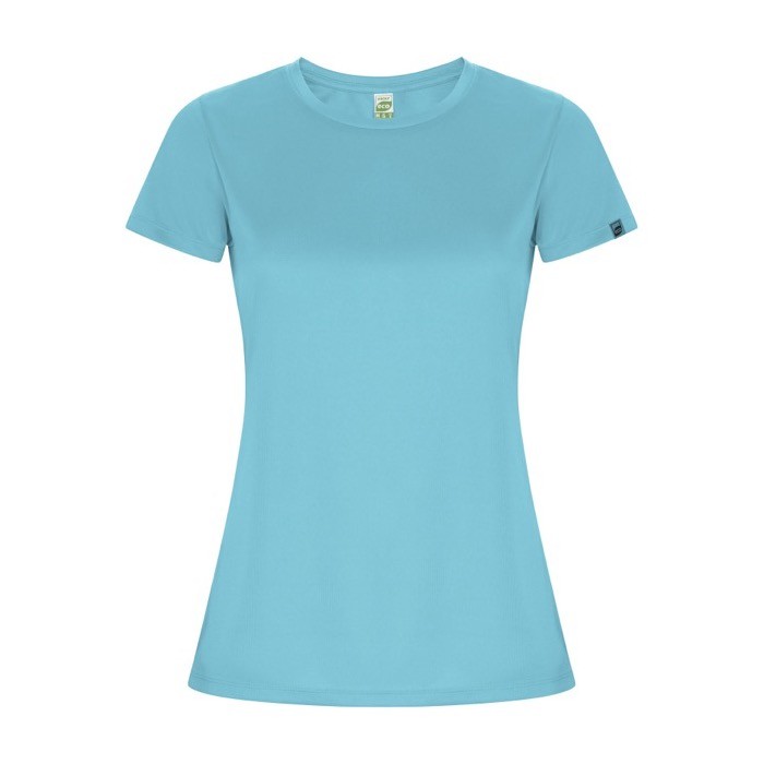 Camiseta técnica de 50% poliéster reciclado para mujer 135 g/m2 Roly color turquesa