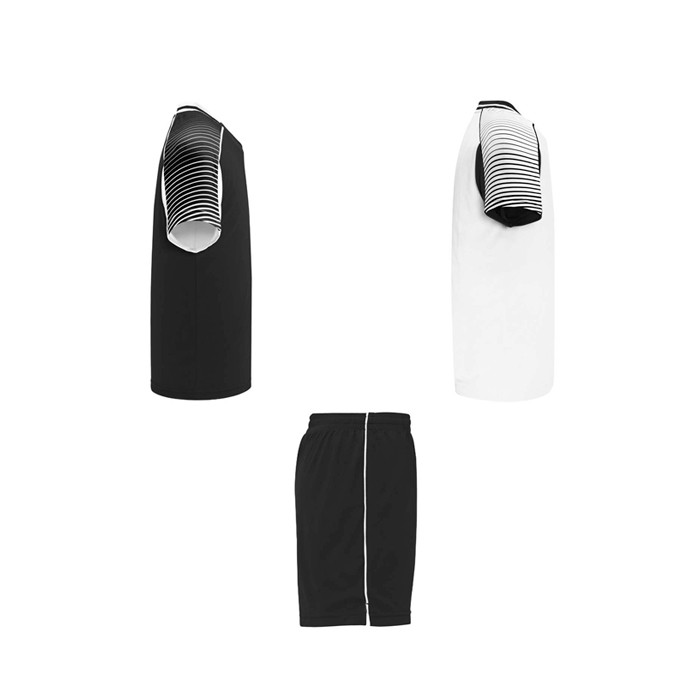 Conjunto deportivo de poliéster unisex con 2 camisetas 140 g/m2 Roly color blanco/negro segunda vista lateral