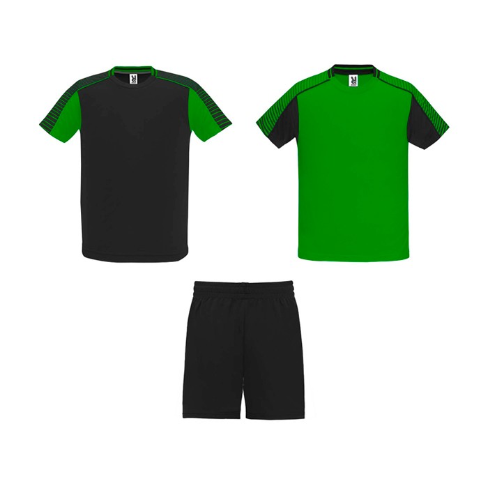 Conjunto deportivo de poliéster unisex con 2 camisetas 140 g/m2 Roly color verde