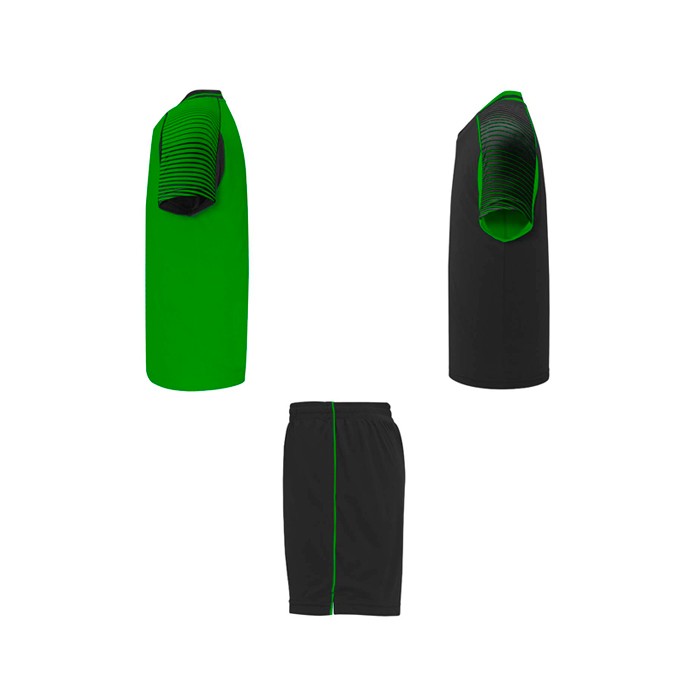 Conjunto deportivo de poliéster unisex con 2 camisetas 140 g/m2 Roly color verde vista lateral