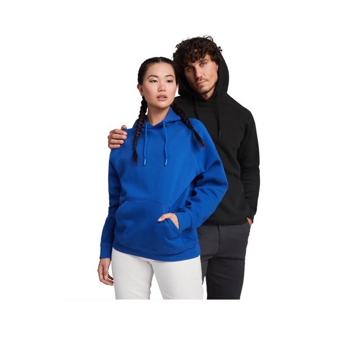 Sudadera hecha de un 57% de algodón orgánico unisex 300 g/m2 Roly color azul marino imagen de estilo de vida 2