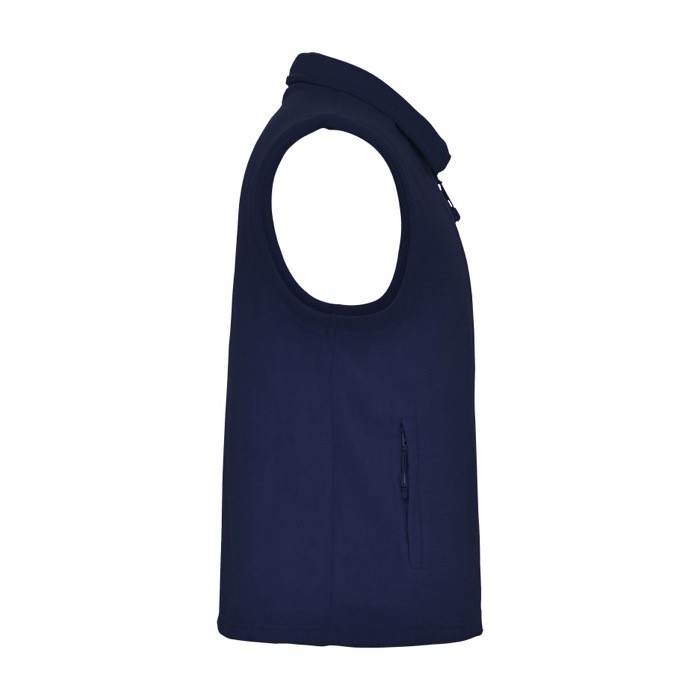 Chaleco polar unisex de 100% poliéster con cuello pollo 300 g/m2 Roly color azul marino segunda vista lateral Chaleco polar unisex de 100% poliéster con cuello pollo 300 g/m2 Roly color azul marino segunda vista lateral
