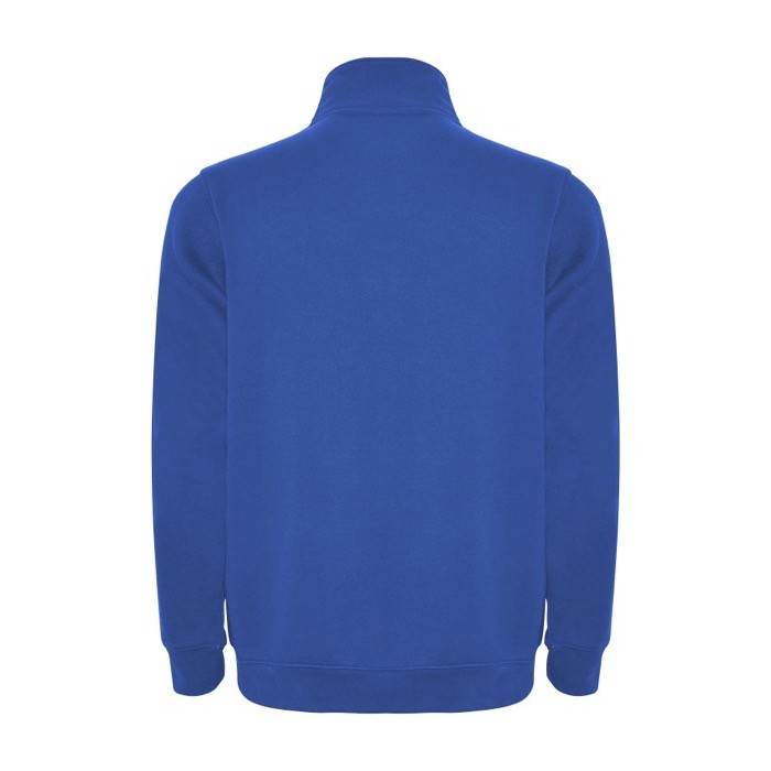 Sudadera de algodón y poliéster con media cremallera 280 g/m2 Roly color azul real segunda vista trasera Sudadera de algodón y poliéster con media cremallera 280 g/m2 Roly color azul real segunda vista trasera