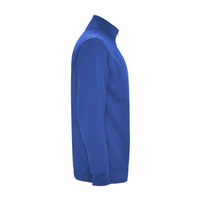 Sudadera de algodón y poliéster con media cremallera 280 g/m2 Roly color azul real segunda vista lateral Sudadera de algodón y poliéster con media cremallera 280 g/m2 Roly color azul real segunda vista lateral