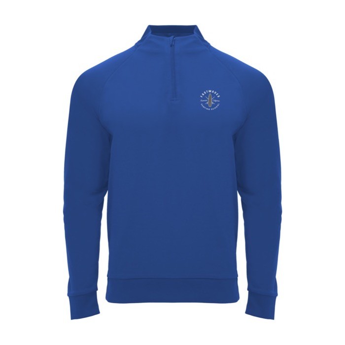 Jersey deportivo con media cremallera de poliéster 200 g/m2 Roly color azul real vista impresión serigrafía Jersey deportivo con media cremallera de poliéster 200 g/m2 Roly color azul real vista impresión serigrafía