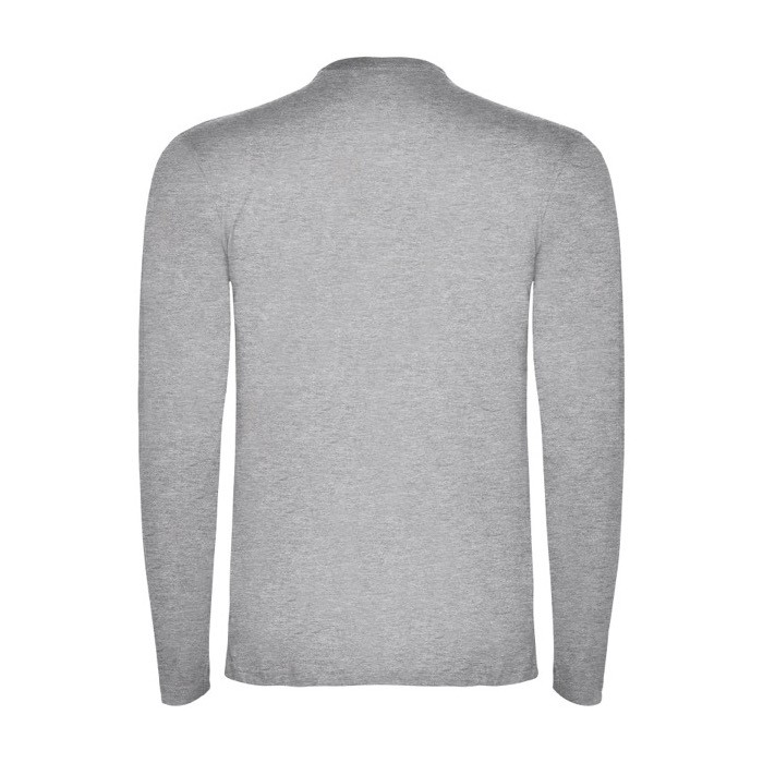 Camiseta de 100% algodón en punto para hombre 160 g/m2 Roly color gris claro jaspeado segunda vista trasera Camiseta de 100% algodón en punto para hombre 160 g/m2 Roly color gris claro jaspeado segunda vista trasera