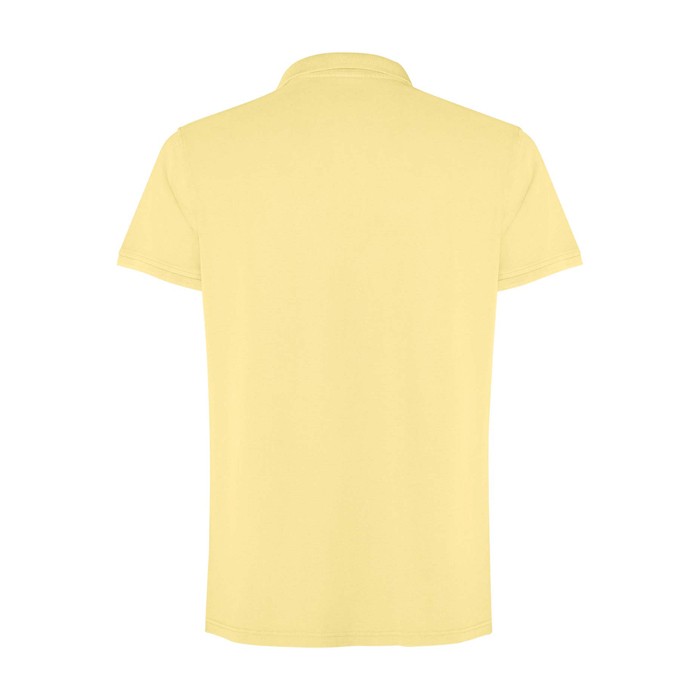 Polo unisex de manga corta con acabado lavado 200 g/m2 Roly Cobain color amarillo segunda vista trasera Polo unisex de manga corta con acabado lavado 200 g/m2 Roly Cobain color amarillo segunda vista trasera