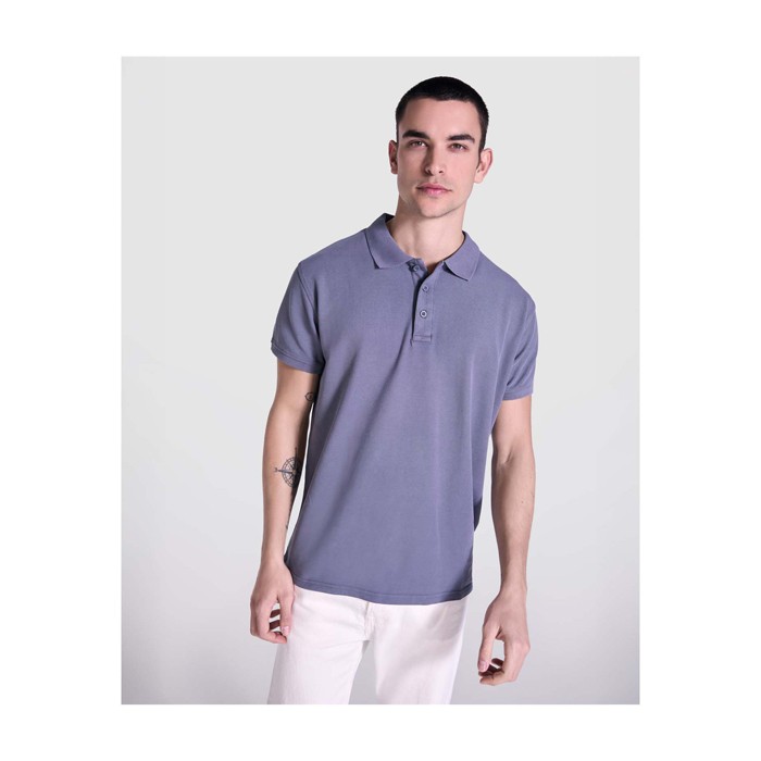 Polo unisex de manga corta con acabado lavado 200 g/m2 Roly Cobain color amarillo Polo unisex de manga corta con acabado lavado 200 g/m2 Roly Cobain color amarillo