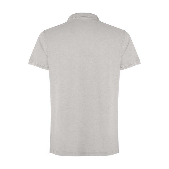 Polo unisex de manga corta con acabado lavado 200 g/m2 Roly Cobain color gris segunda vista trasera Polo unisex de manga corta con acabado lavado 200 g/m2 Roly Cobain color gris segunda vista trasera
