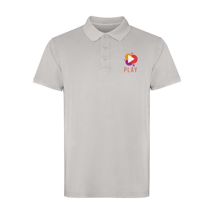 Polo unisex de manga corta con acabado lavado 200 g/m2 Roly Cobain color gris vista impresión serigrafía Polo unisex de manga corta con acabado lavado 200 g/m2 Roly Cobain color gris vista impresión serigrafía