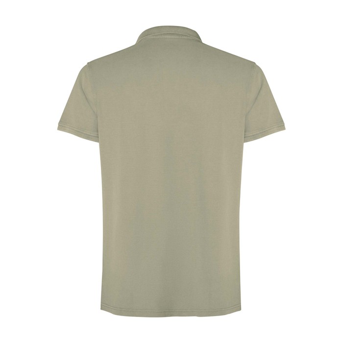 Polo unisex de manga corta con acabado lavado 200 g/m2 Roly Cobain color caqui segunda vista trasera Polo unisex de manga corta con acabado lavado 200 g/m2 Roly Cobain color caqui segunda vista trasera