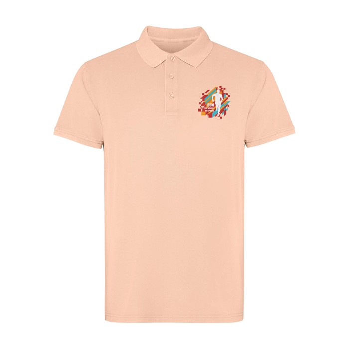 Polo unisex de manga corta con acabado lavado 200 g/m2 Roly Cobain color coral vista impresión serigrafía Polo unisex de manga corta con acabado lavado 200 g/m2 Roly Cobain color coral vista impresión serigrafía