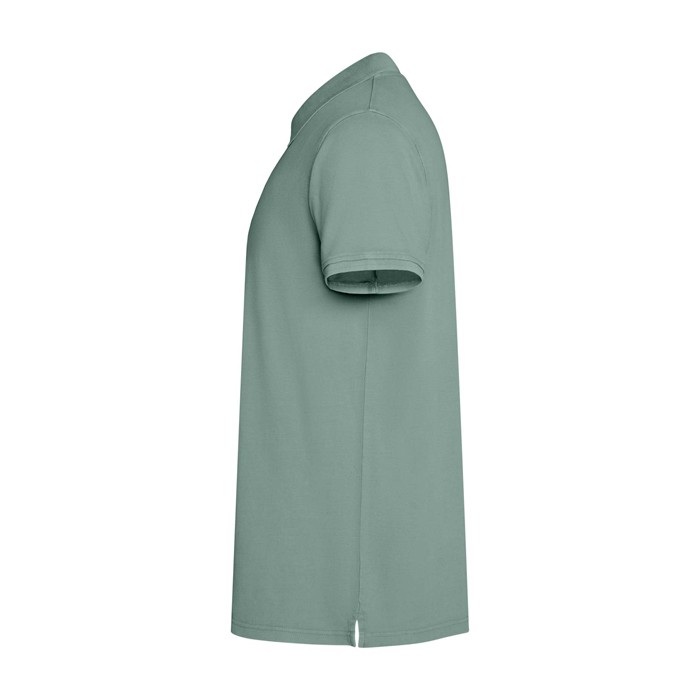 Polo unisex de manga corta con acabado lavado 200 g/m2 Roly Cobain color verde oscuro vista lateral Polo unisex de manga corta con acabado lavado 200 g/m2 Roly Cobain color verde oscuro vista lateral