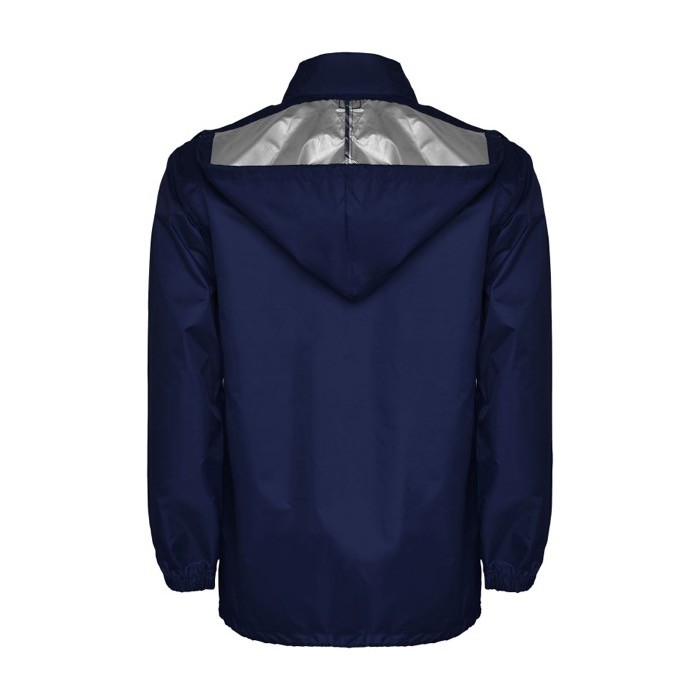 Chubasquero de poliéster unisex con cuello alto 70 g/m2 Roly color azul marino segunda vista trasera